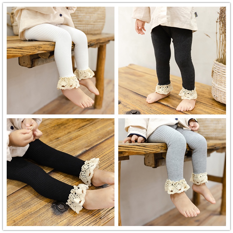 Quần Legging Phối Ren Mềm Mại Cho Bé Gái 0-4 Tuổi