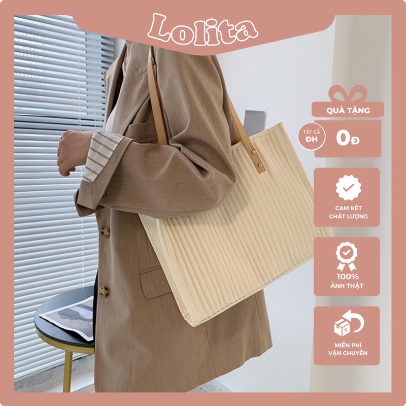 Túi Xách Nữ Tote Da Pu LOLITA Đeo Chéo Công Sở Bản To