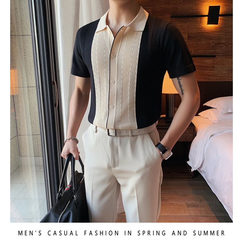 Áo polo Hàn Quốc, áo polo nam PL03 vải lụa dệt kim cao cấp