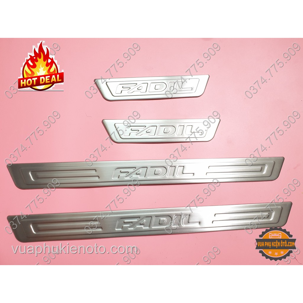 Ốp bậc cửa Fadil - Bộ 8 miếng inox trong ngoài ô tô + tặng 2 cuộn 3M