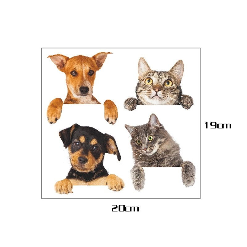 [3D Cute Cat and Dog Switch Stickers PVC Self-adhesive Wall Stickers] [Home DIY Wallpaper Used for Living Room Bedroom TV Background Wall Decorations]