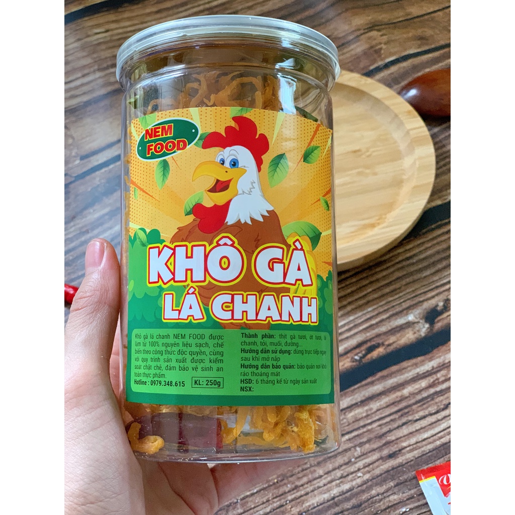 Khô Gà Lá Chanh NEM FOOD Hũ pet 250g Loại Ngon Đồ Ăn Vặt Hà Nội