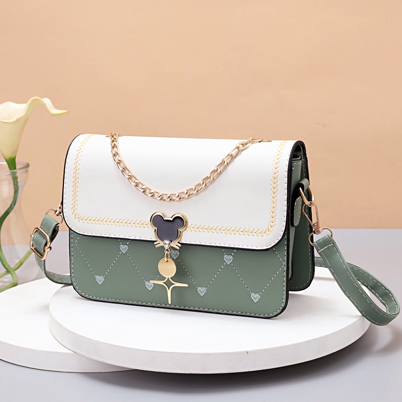 IELGY Túi Đeo Chéo Hình Vuông Cỡ Nhỏ Phối Màu Tươi Trẻ Thời Trang Cho Nữ