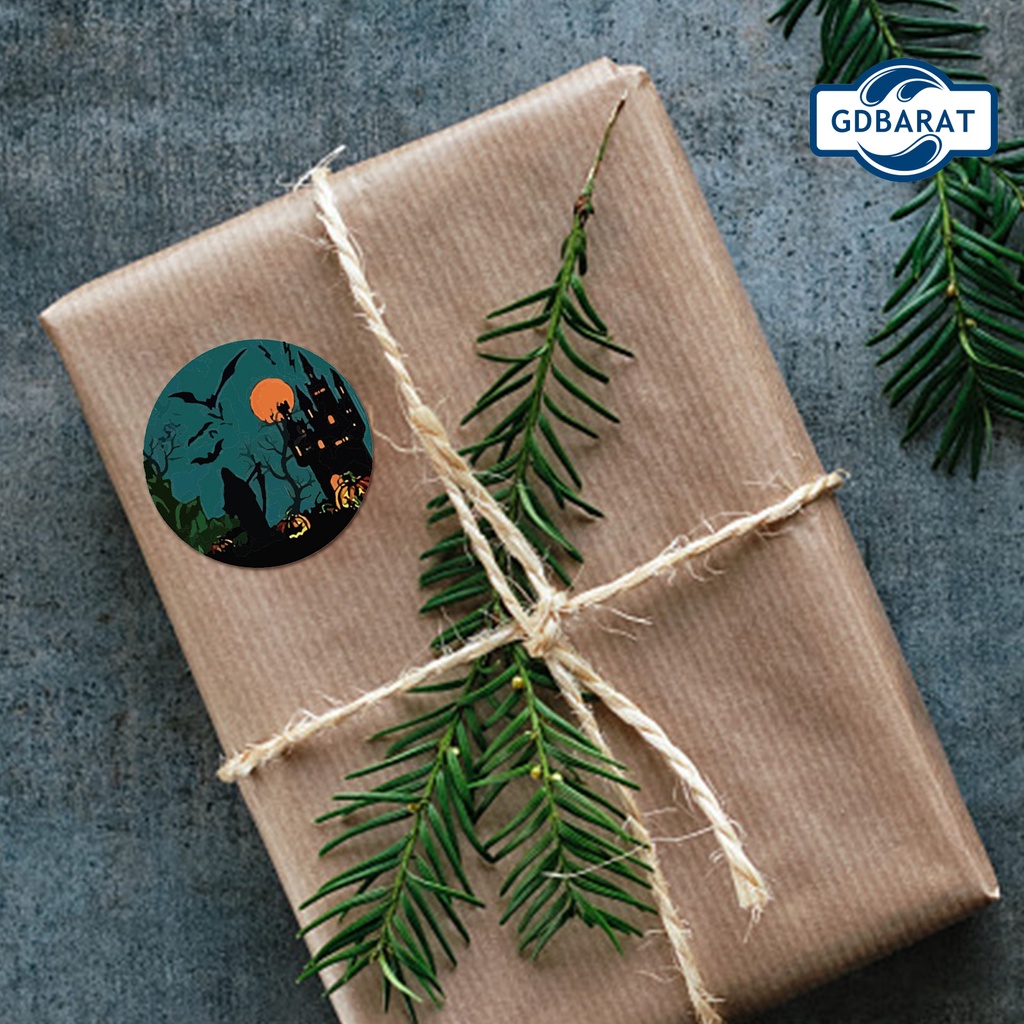 Cuộn 500 Nhãn Dán Tự Dính Hình Tròn Dùng Trang Trí Phong Cách Halloween