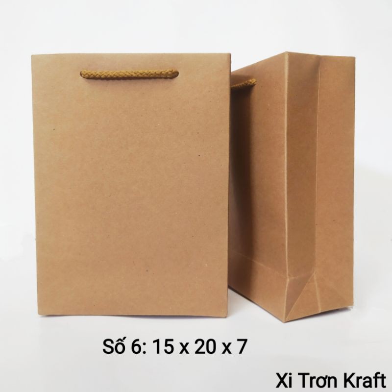 Túi giấy đựng quà [ FREESHIP ] Combo 100 túi giấy kraft số 6 Túi giấy đẹp kt; 15 x 20 x 7cm