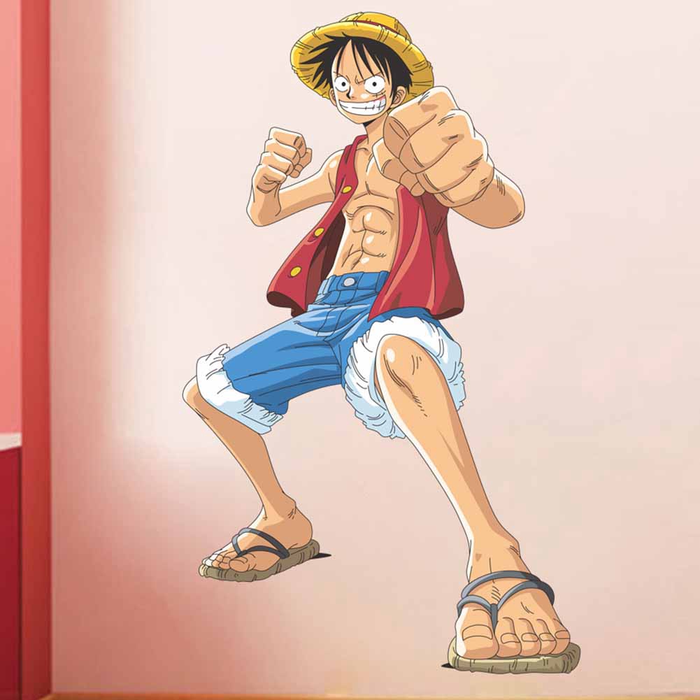 Miếng dán tường trang trí hình nhân vật hoạt hình One Piece 3D