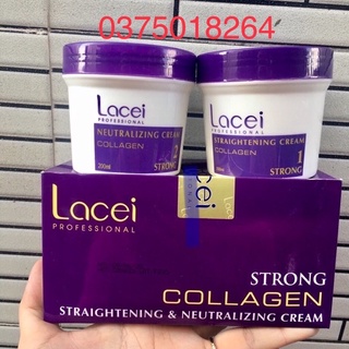 Thuốc duỗi tóc không kẹp nhiệt bóng mượt dùng cho cá nhân tại nhà Lacei Collagen 200mlx2