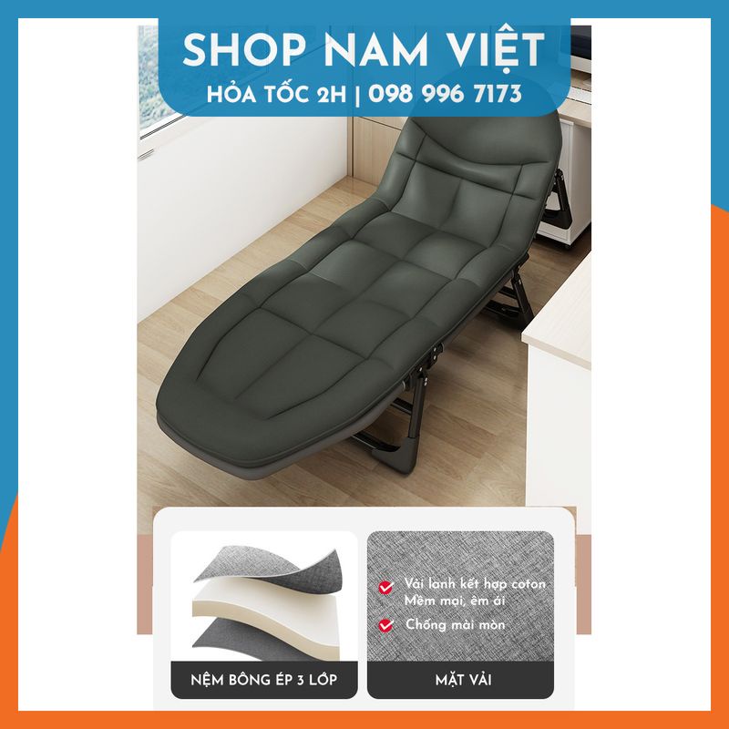Giường Xếp 3 Chân Cho Văn Phòng, Du Lịch, 6 Mức Điều Chỉnh, Kèm Nệm