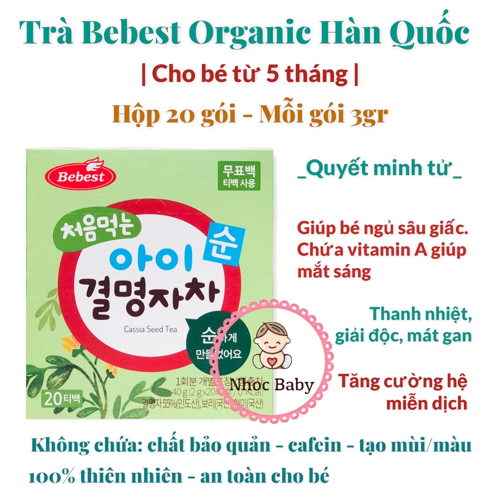 Bebest | Trà hữu cơ cho bé từ 5 tháng tuổi - Hàn Quốc (lúa mạch/ hồng trà/ quyết minh tử)