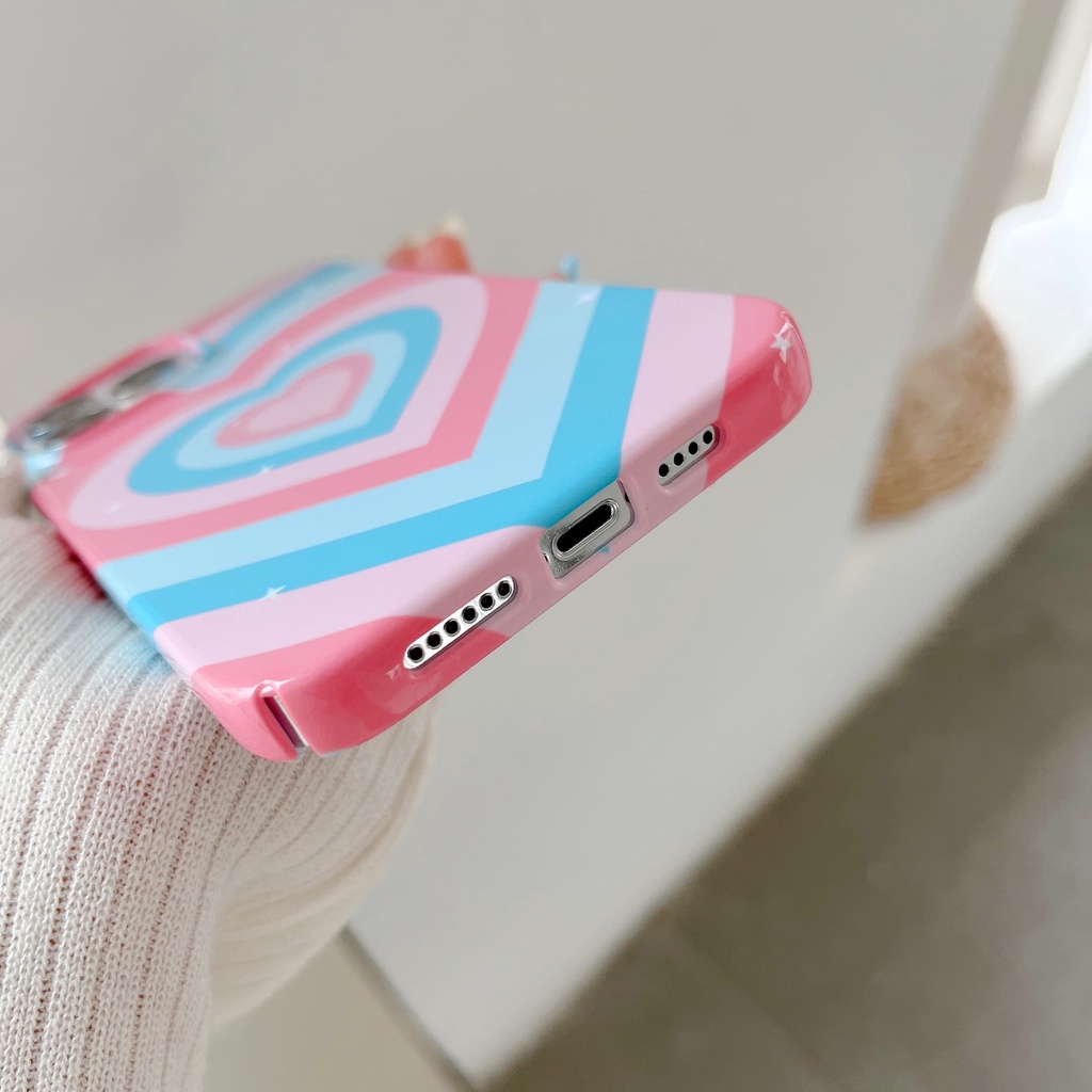 Ốp Điện Thoại Cứng Chống Sốc Họa Tiết Trái Tim Cho iPhone 14 / 13 / 12 / 11 / X
