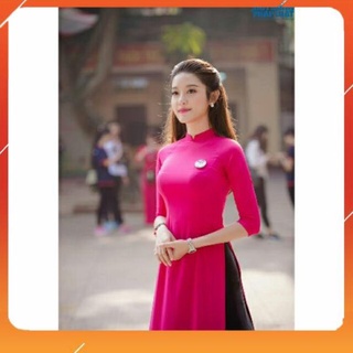  Áo Dài Trơn Màu Hồng Sen Siêu Hot, Mầu Mới_áo dài may sẵn chất đẹp