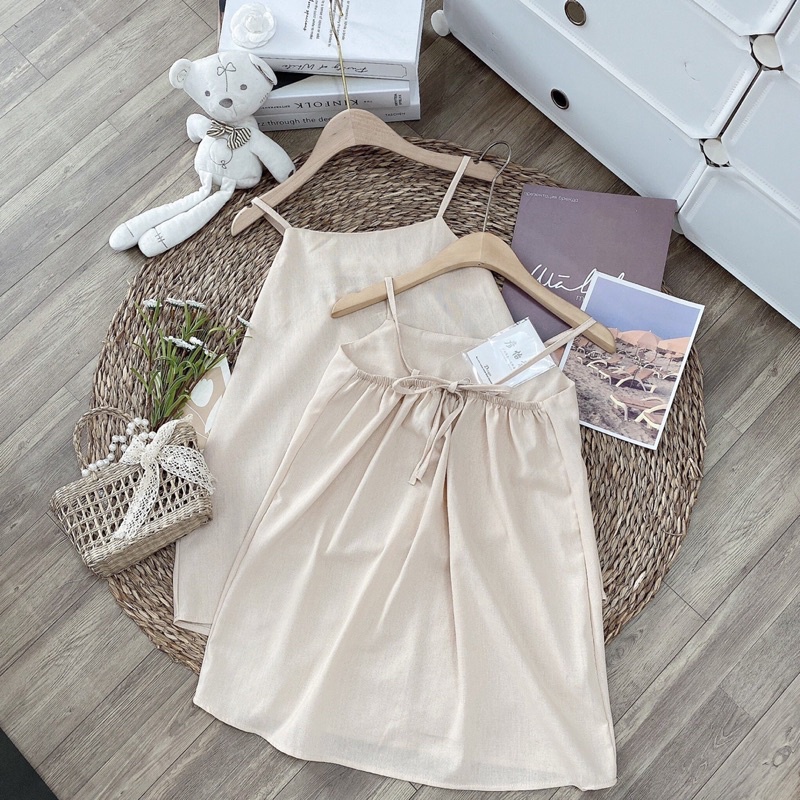 Set 2 dây chất Linen, cột dây sau lưng, set freesize phong cách Hàn Quốc  M2246