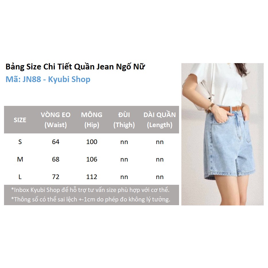 Quần short jean ngố nữ lưng cao Ulzzang Kyubi có túi trước cá tính - Jean Ngố Kyubi JN88