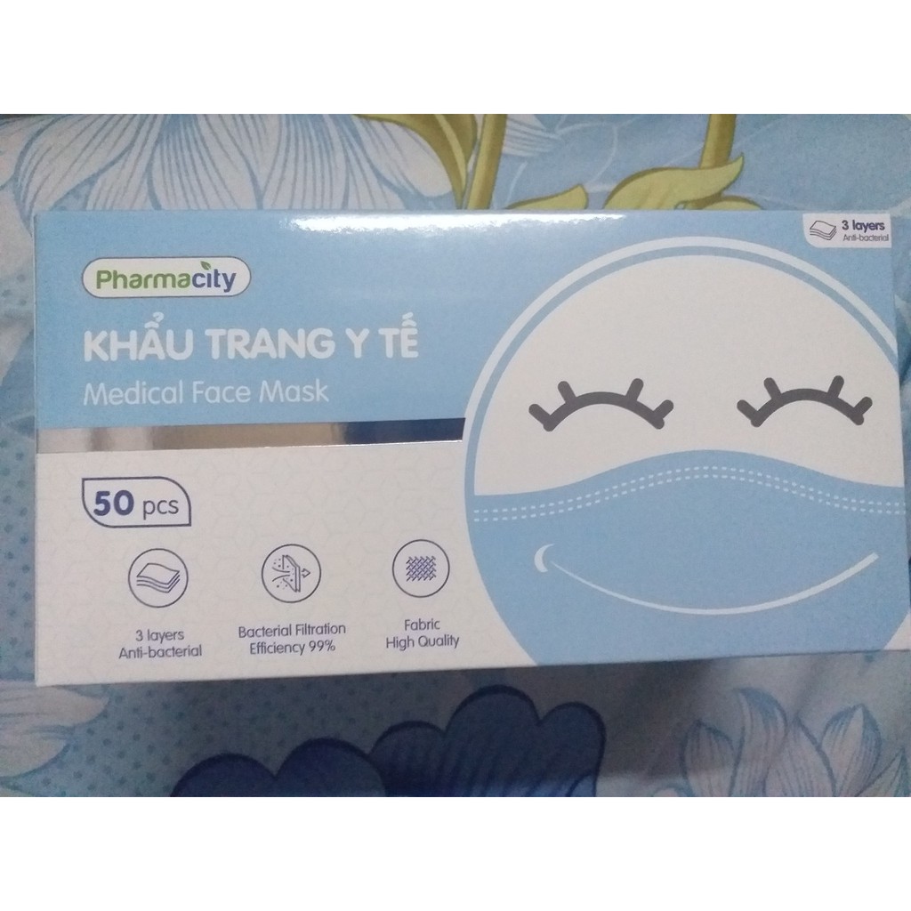 Khẩu trang y tế Pharmacity  3 lớp kháng khuẩn cao cấp