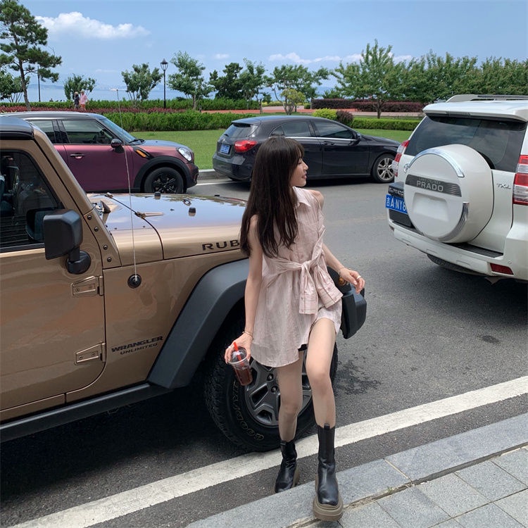 Áo Sơ Mi Kẻ Sọc Hở Vai Đính Nơ Xinh Xắn Cho Nữ