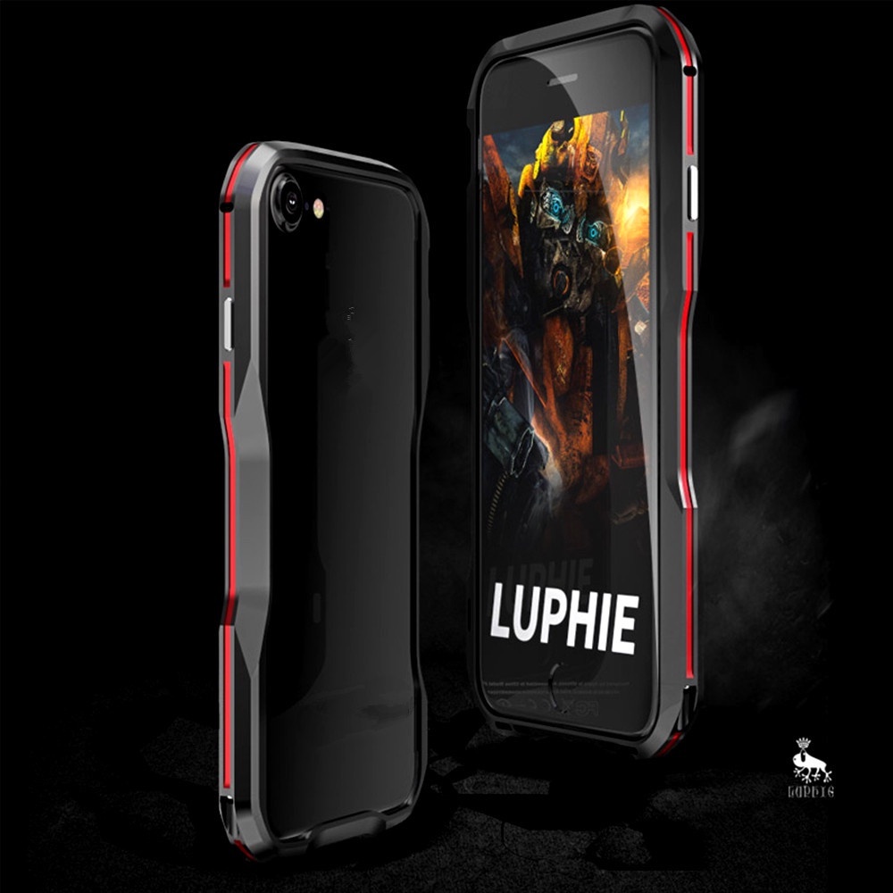 LUPHIE Original Aluminum Metal Bumper Frame compatible for iPhone 11 Pro Max X XS XR 7 8 Plus SE Luxury Case Shockproof Armor irregularly Aluminum Cover