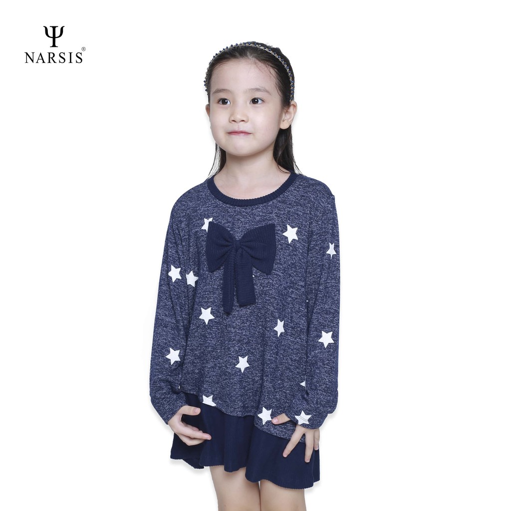 Váy len bé gái Narsis KL0013 màu tím than họa tiết sao
