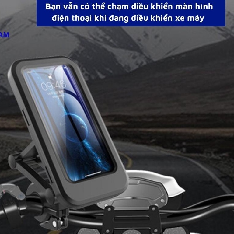 Giá đỡ điện thoại chống thấm nước xe Máy CÓ Cảm ỨNG xe Đạp có thể điều chỉnh xoay 360 ,