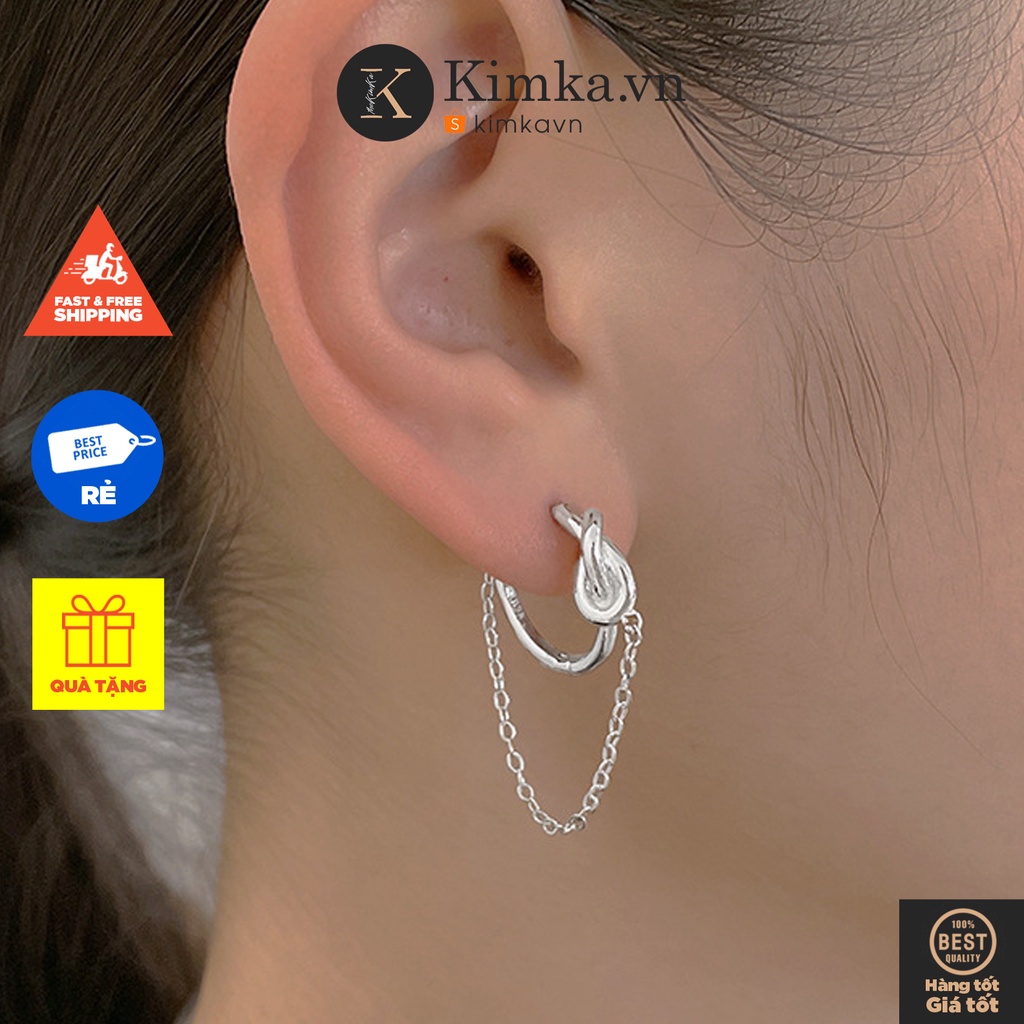 (0130) Khuyên Tai Đính Dây Hàn Quốc Đơn Giản Cho Nữ