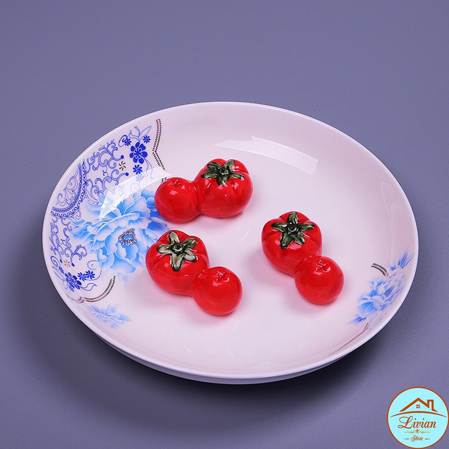 Gác đũa bàn ăn gốm sứ họa tiết dưa hấu cà chua trang trí bàn ăn