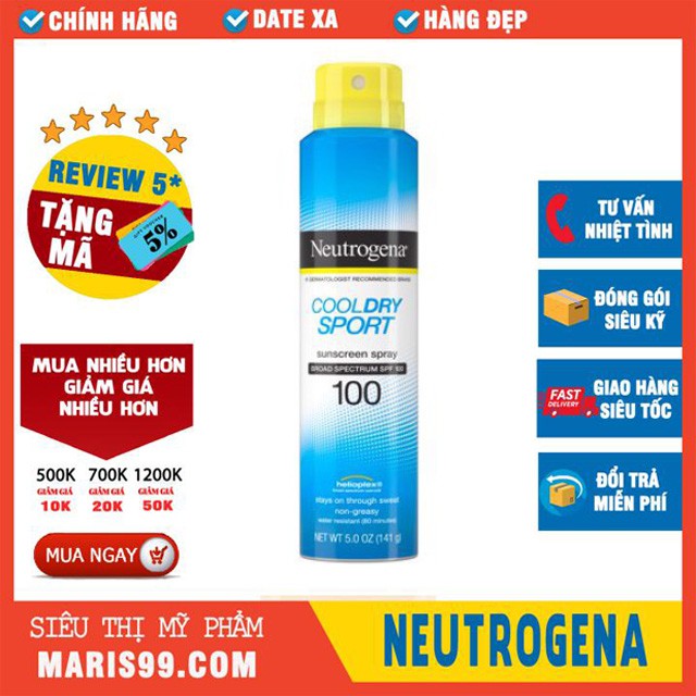 Xịt Chống Nắng Neutrogena Cool Dry Sport Sunscreen Spray SPF100 (141g) _NEUT078UPDT