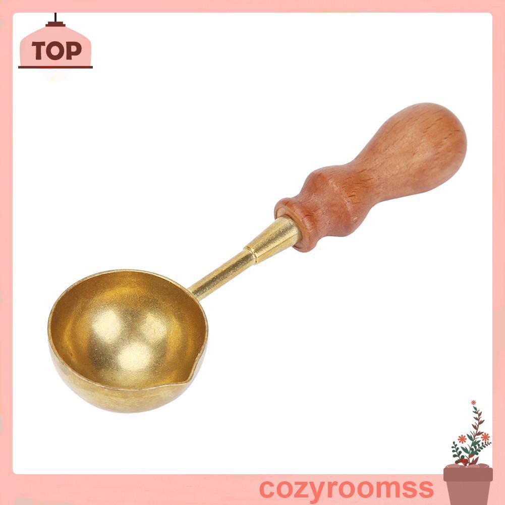 Muỗng múc sáp bằng kim loại tay cầm gỗ phong cách retro trang nhã