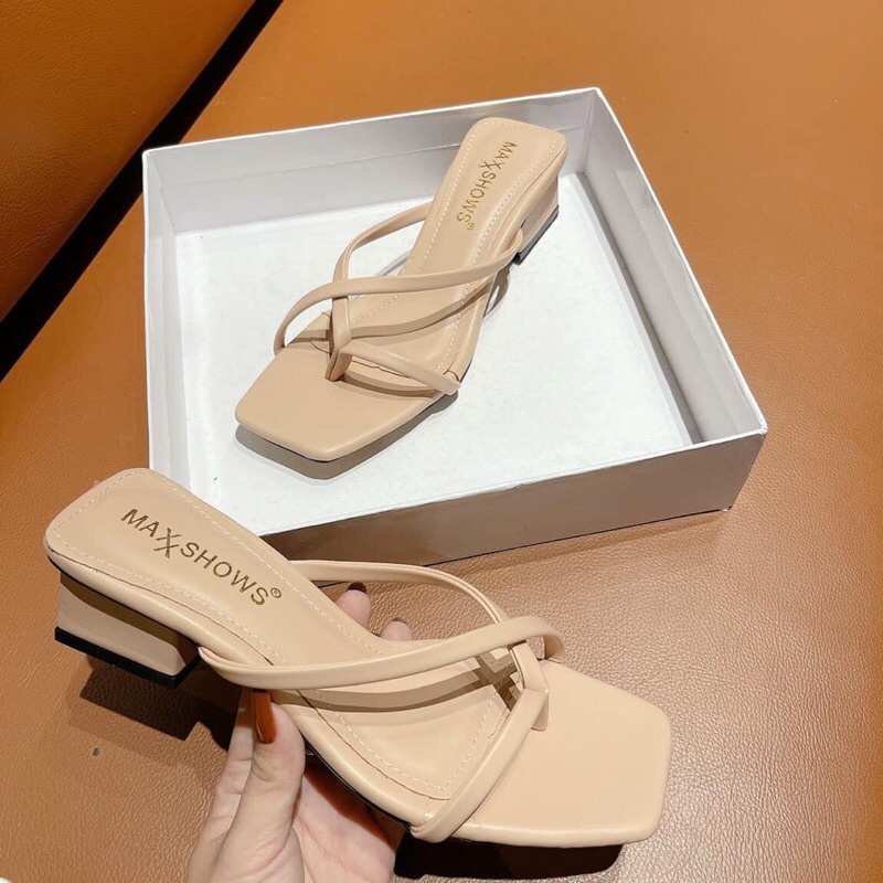 Dép nữ xỏ ngón 3 phân gót vuông thời trang