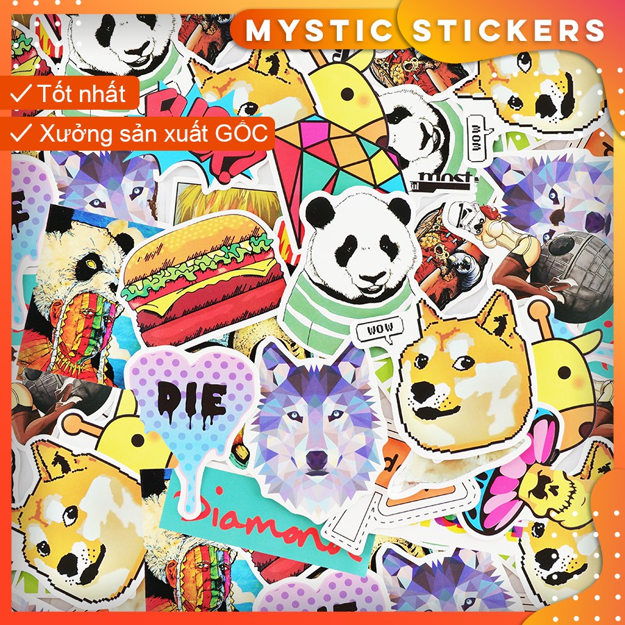 [SET TỔNG HỢP #2] 100 Sticker chống nước/ trang trí, set mix ,dán xe laptop mũ bảo hiểm vali...