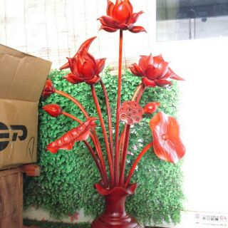 Hoa sen gỗ hương đục thường bình bằng gỗ  sà cừ
