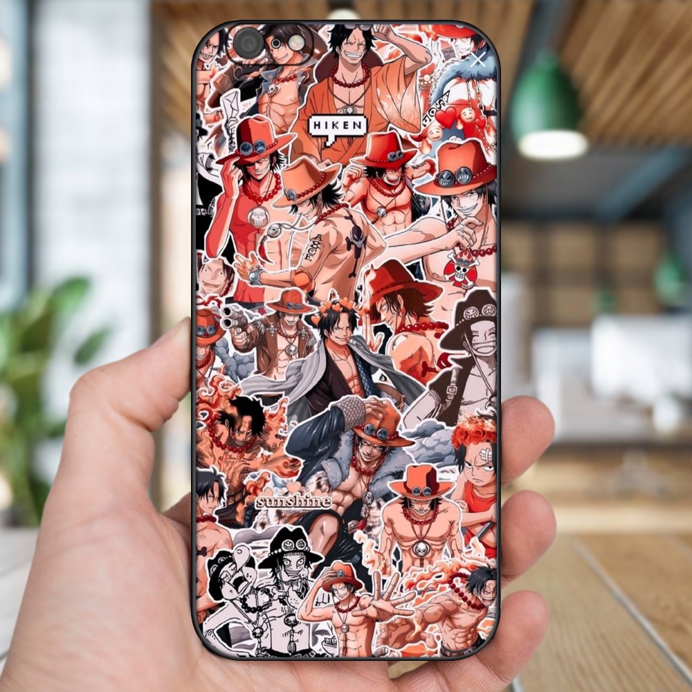 Ốp lưng iPhone 6 Plus, 6s Plus dẻo đen cạnh vuông in hình Ace One Piece