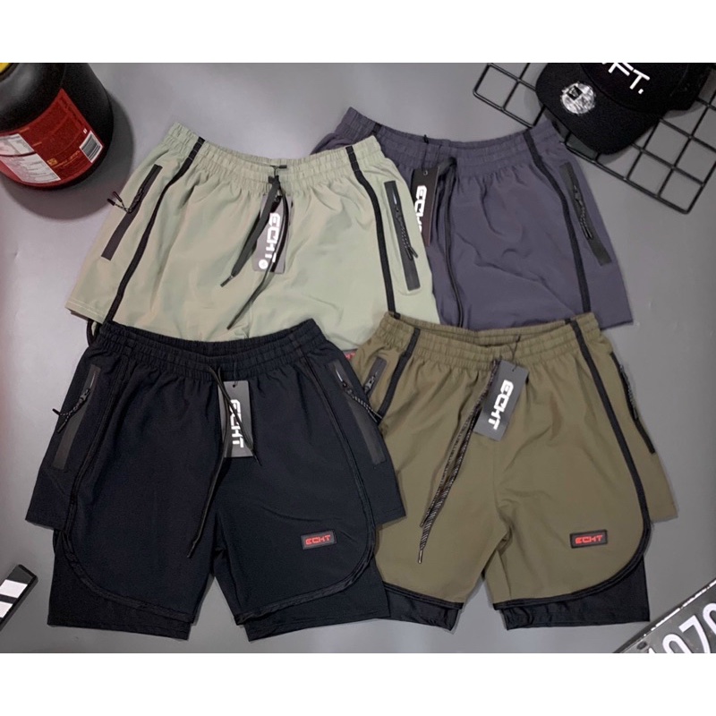 [sale sốc] quần short gym 2 lớp ECHT form ngắn trên đùi cực chất.