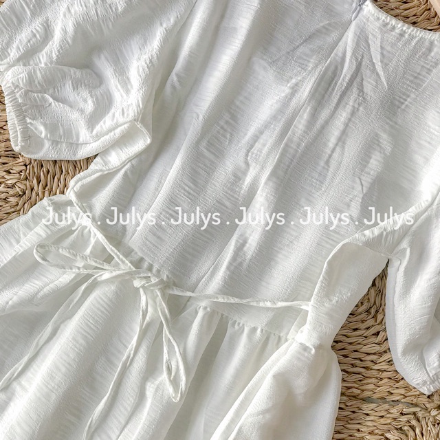 Váy babydoll nhún cổ vuông trắng (ảnh thật kèm video) | BigBuy360 - bigbuy360.vn