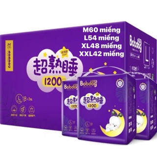 1 thùng tã quần bobdog đêm size m60-l54-xl48-xxl42 miếng sức chứa siêu khủng tới 1200ml