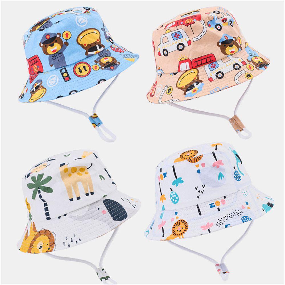 HS Mũ Bucket Chống Tia UV In Họa Tiết Hoạt Hình Dễ Thương Thời Trang Đi Biển Cho Bé