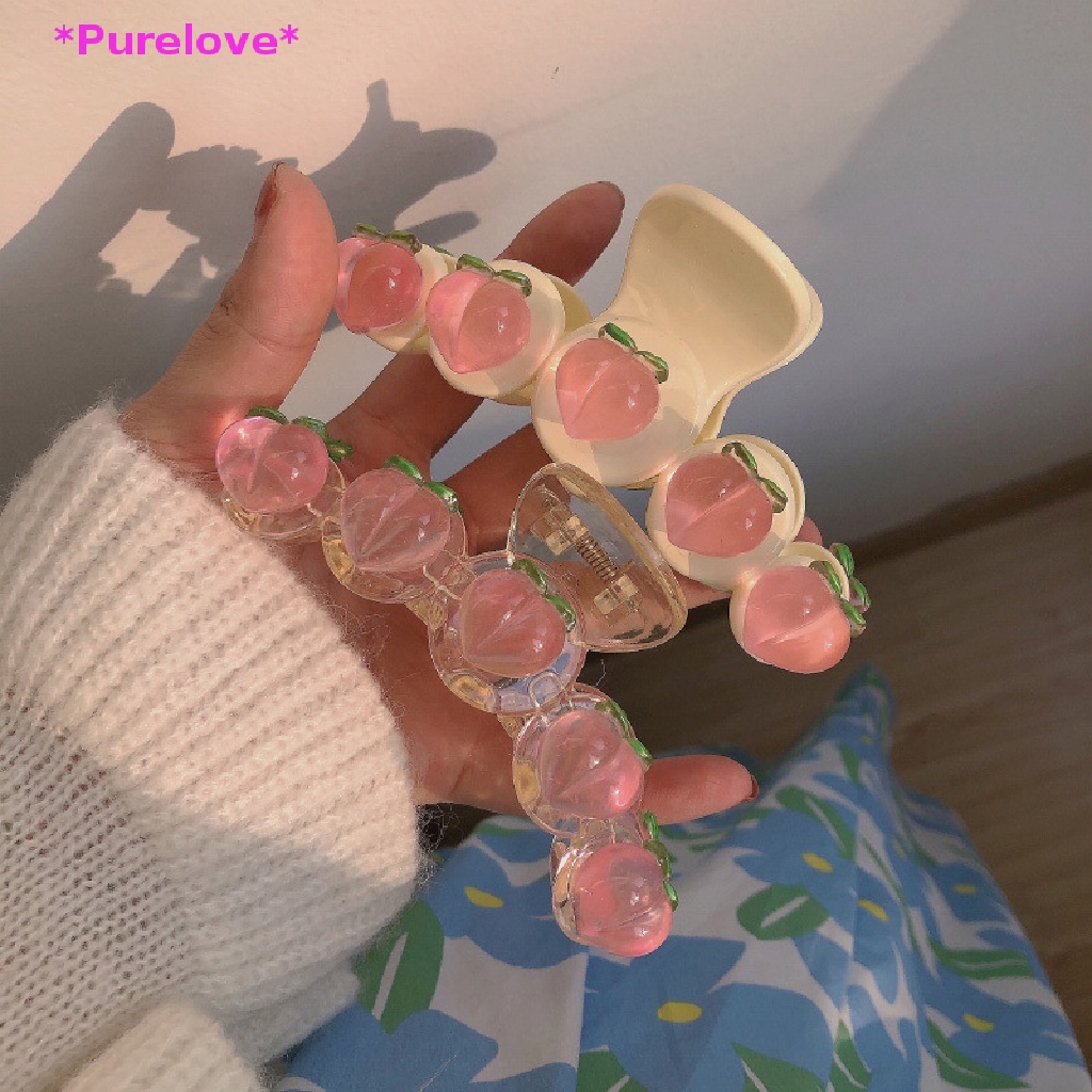 Kẹp Tóc Càng Cua Bằng Acrylic Hình Quả Đào Ngọt Ngào Mới