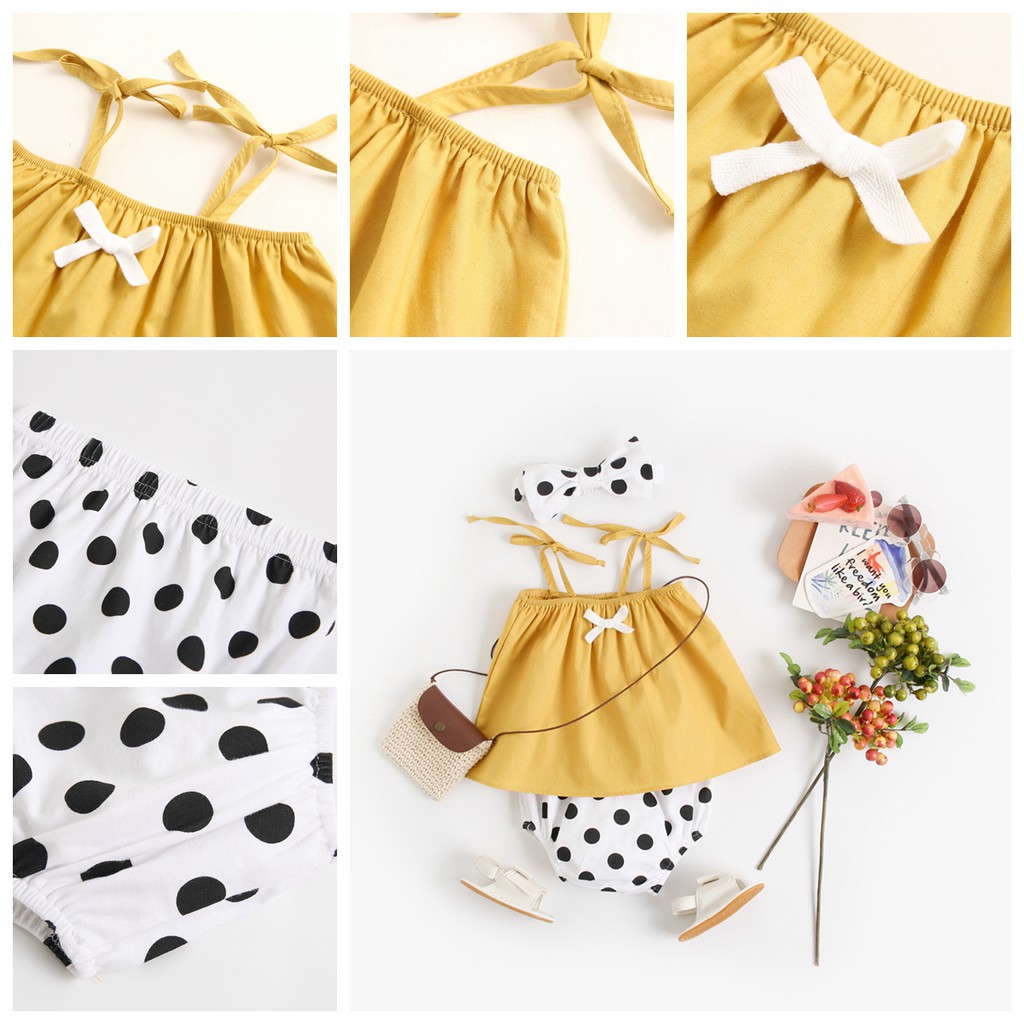 Bộ áo và quần short Sanlutoz 2 món chất liệu cotton họa tiết chấm bi cho bé gái thời trang mùa hè