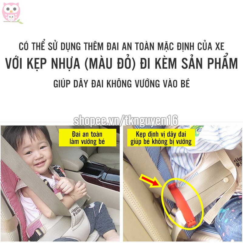 Đai ngồi ghế ôtô cho bé Happy Simbo (Vải Cotton êm ái)