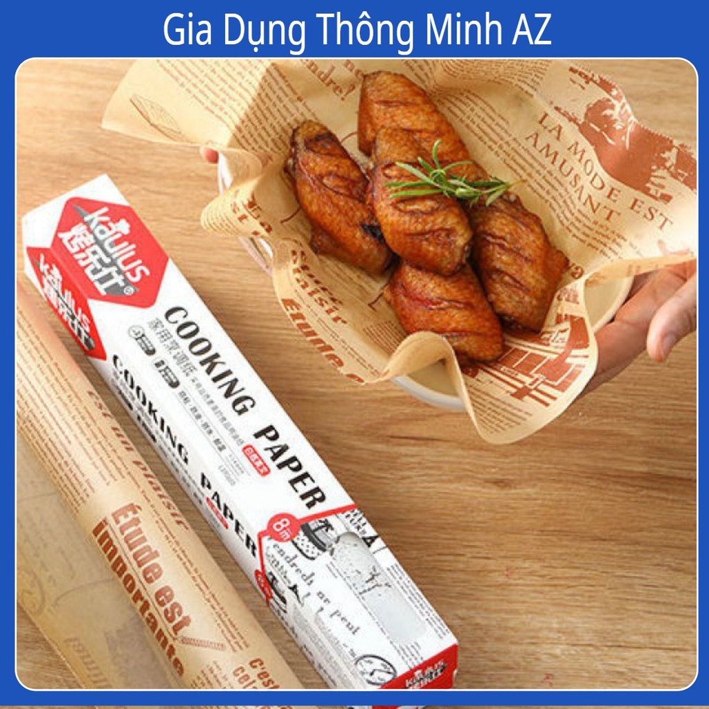 Giấy nến thấm dầu Cooking Paper | Cuộn 8M chống bám dính,không làm dầu mỡ ra nồi chiên,lò nướng.