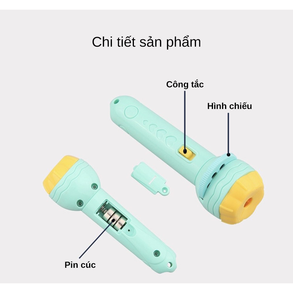 Đồ chơi đèn pin chiếu hình 24 hình có sẵn cho bé