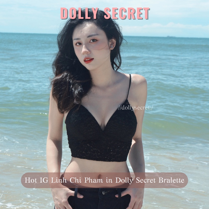 Áo Bra ren nữ có đệm ngực sexy lưng chun co dãn cao cấp 2 màu đen trắng DOLLY SECRET A18