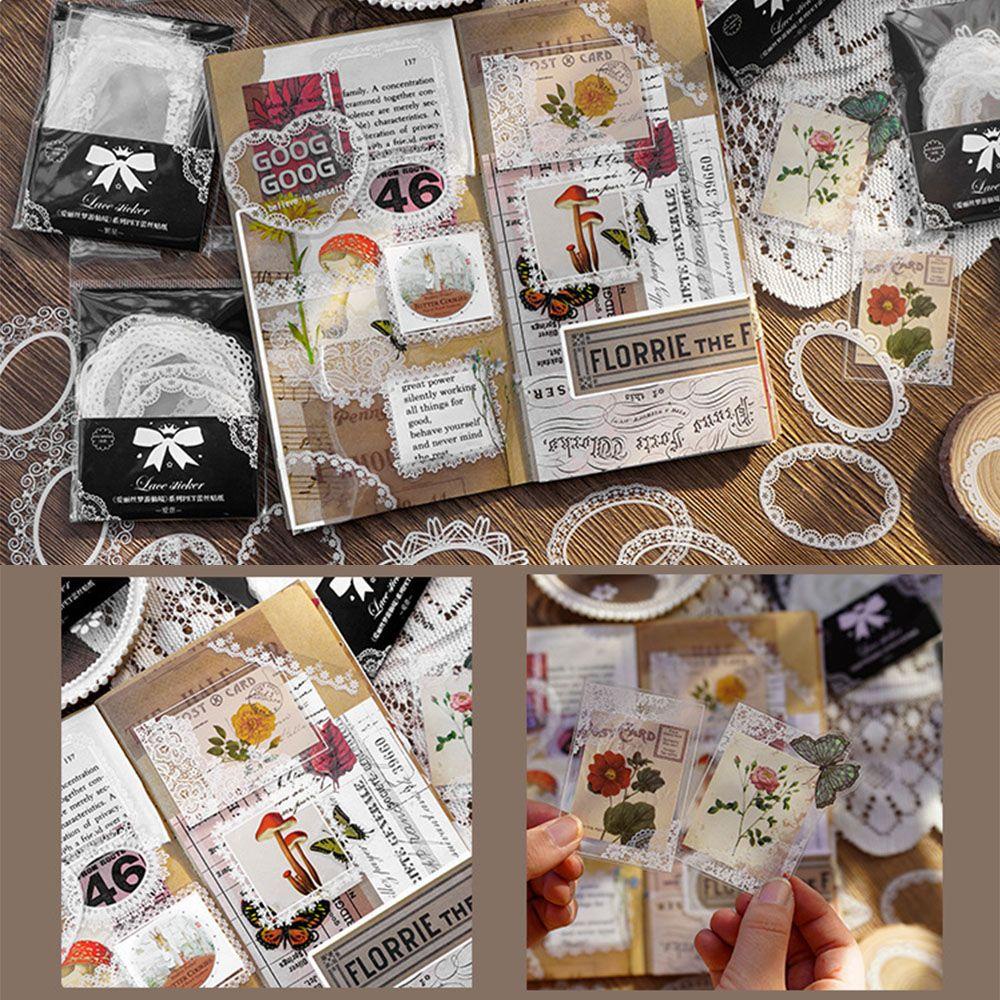 Bộ 15 Miếng Dán Trang Trí Khung Họa Tiết Ren Hoa Kiểu Vintage DIY