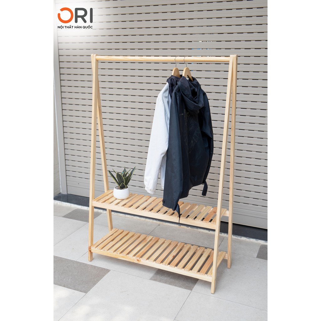 [ BIG SIZE 1 MÉT ] Giá Treo Quần Áo Chữ A 2 Tầng Lắp Ráp Ngang 1M - AHANGER 2F NATURAL SIZE L - ORI NỘI THẤT HÀN QUỐC