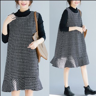 Váy nữ cổ tròn không tay,họa tiết Houndstooth Sức hút bền bỉ của vẻ đẹp cổ điển,phong cách hiện đại