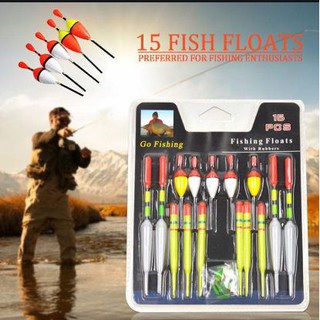 1 Bộ (15 cái) dọc Phao Biển Phao Câu Cá Các Loại Kích Thước Cho Hầu Hết Các Loại Angling Có Gắn Cao Su Mồi Câu Cá