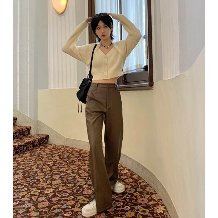Áo sweater dệt kim tay dài giả hai lớp phong cách retro kiểu mới cho nữ