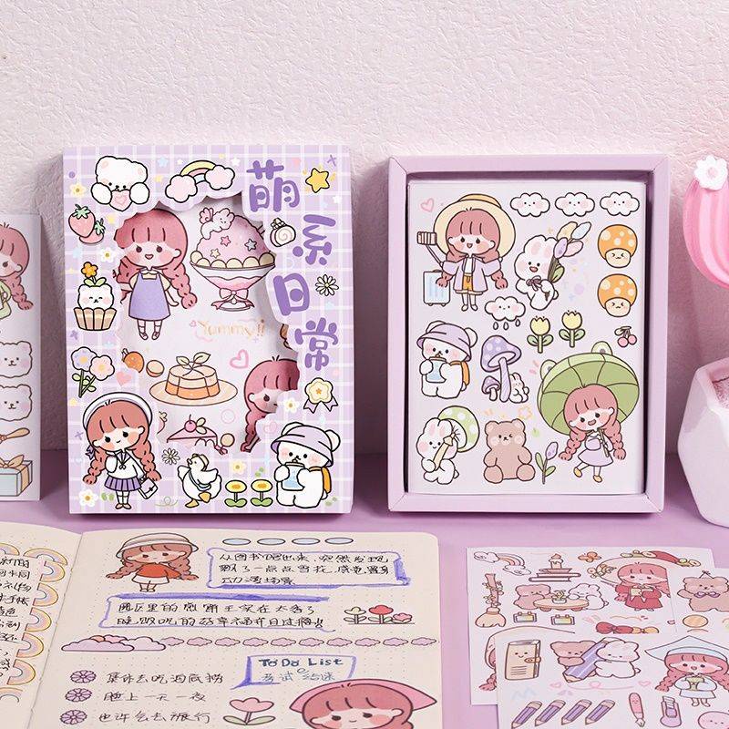 Set 50 Miếng Dán Họa Tiết Hoạt Hình Phong Cách Hàn Quốc