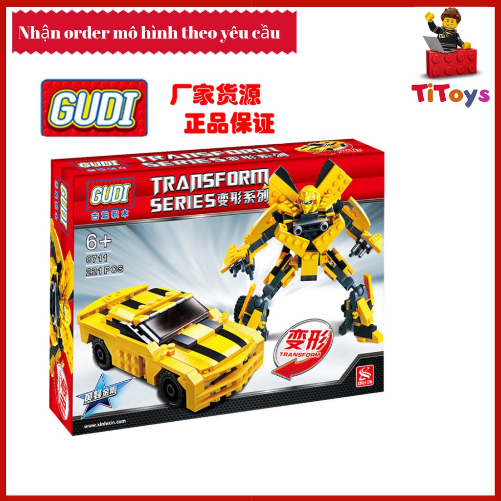 Bộ Lắp Ráp GUDI 8711 Transformers Robot BumbleBee Cỡ Nhỏ 221 khối - Đồ chơi Lắp ghép Xếp hình Non Lego GUDI 8711