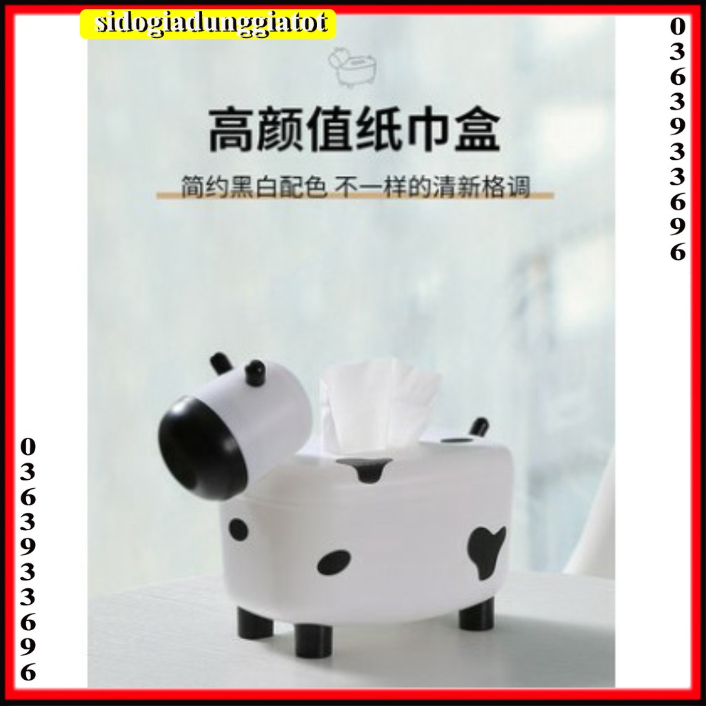 Hộp đựng giấy khăn lau hình bò sữa đáng yêu - SĐGDGT