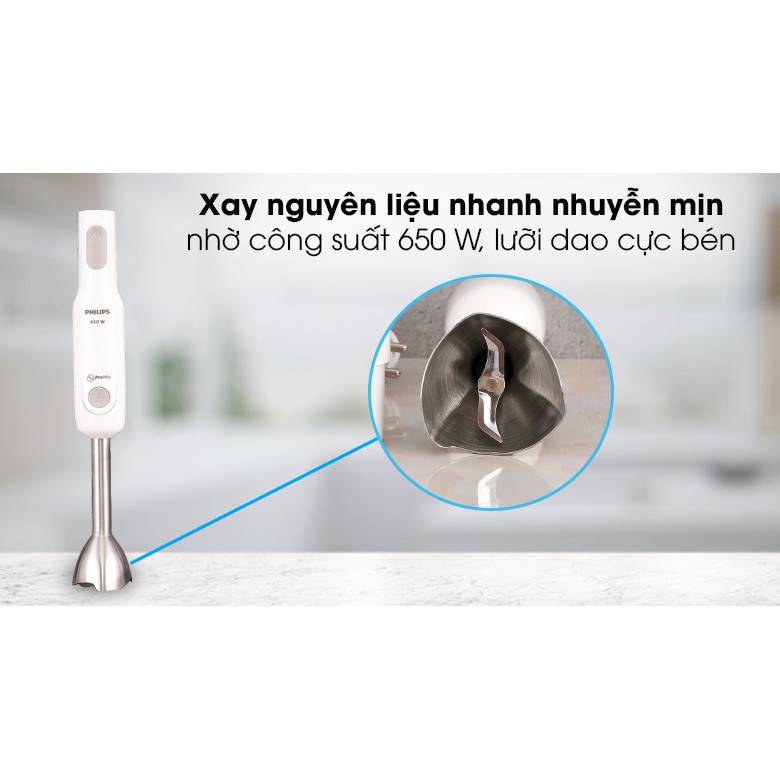 Máy xay cầm tay Philips 650W HR2537/00 - Chất liệu an toàn, nhiều cối xay chuyên dụng - Bảo hành 2 năm