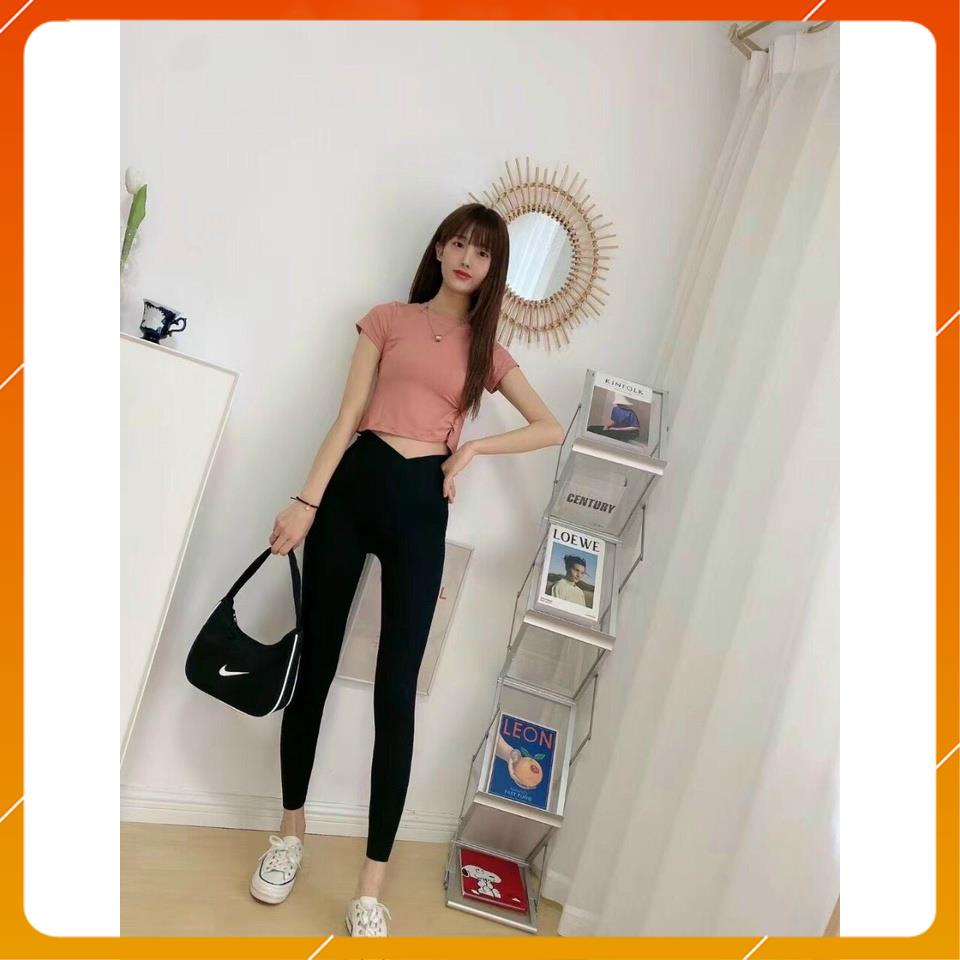 Quần legging nữ cạp chéo lưng cao bản to, quần skinny nữ co dãn 4 chiều mềm mại chất đẹp Doly | BigBuy360 - bigbuy360.vn